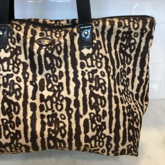 Coach Bag Purse Handbag Pocketbook Ocelot Print Nylon Travel Weekend Travel Bag - Picture 3 of 13
